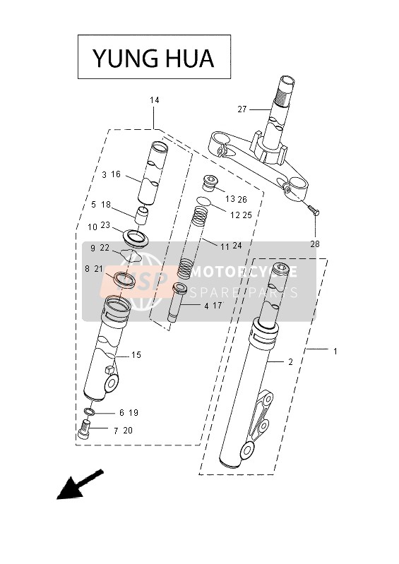 Yamaha CW50N 2013 Front Fork (YUNG HUA) for a 2013 Yamaha CW50N